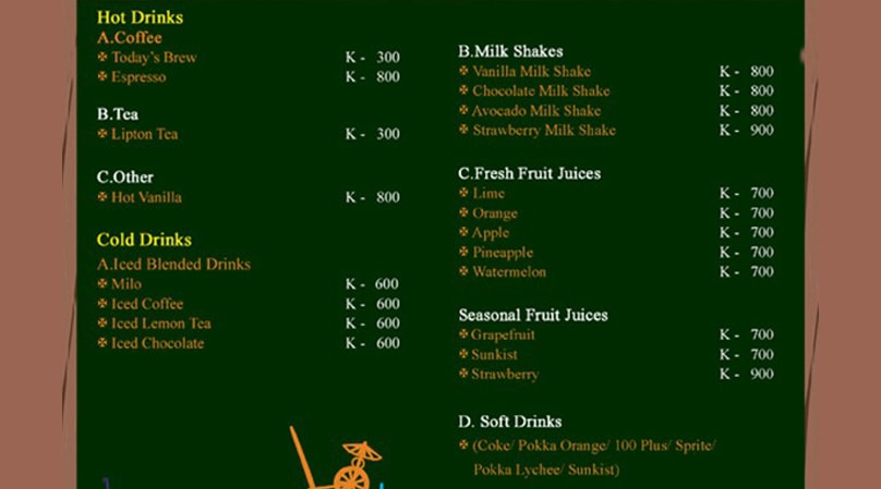 Updated Drinks Menu